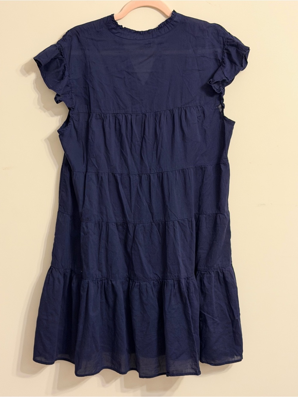 Boston Proper Navy Tiered Button-Front Summer Dress - Picture 4 of 4